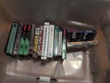 (BR1) TUB LOT WITH MISC. HUNTING VHS TAPES TO INCLUDE: BEAR CRAZY II, THE INCOMPLETE DEER HUNTER,