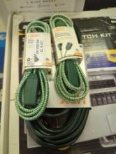 Lot of 3 HDX Extension Cords Including (2) 10 ft. 16-Gauge/2 Green Braided Extension Cord (Retail