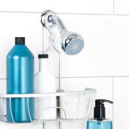 NeverRust Aluminum 4-Way Adjustable Shower Caddy in Satin Chrome