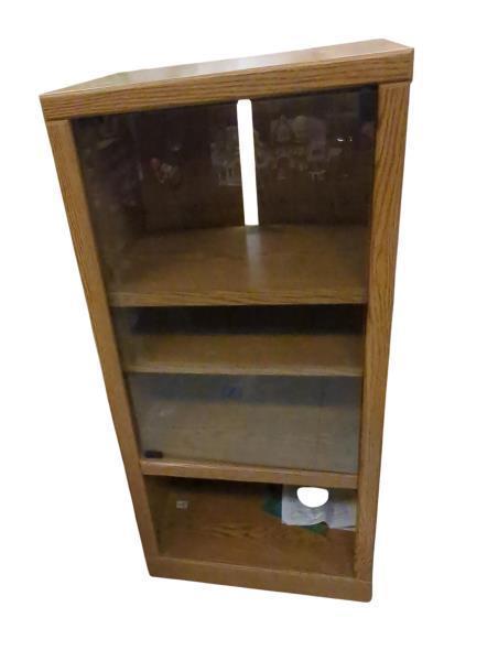 Sauder Wooden Entertainment Center with Glass Door and 3 Shelves 22 in x 16 in x 48 in