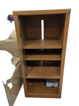Sauder Wooden Entertainment Center with Glass Door and 3 Shelves 22 in x 16 in x 48 in