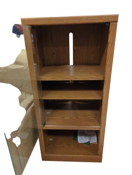 Sauder Wooden Entertainment Center with Glass Door and 3 Shelves 22 in x 16 in x 48 in