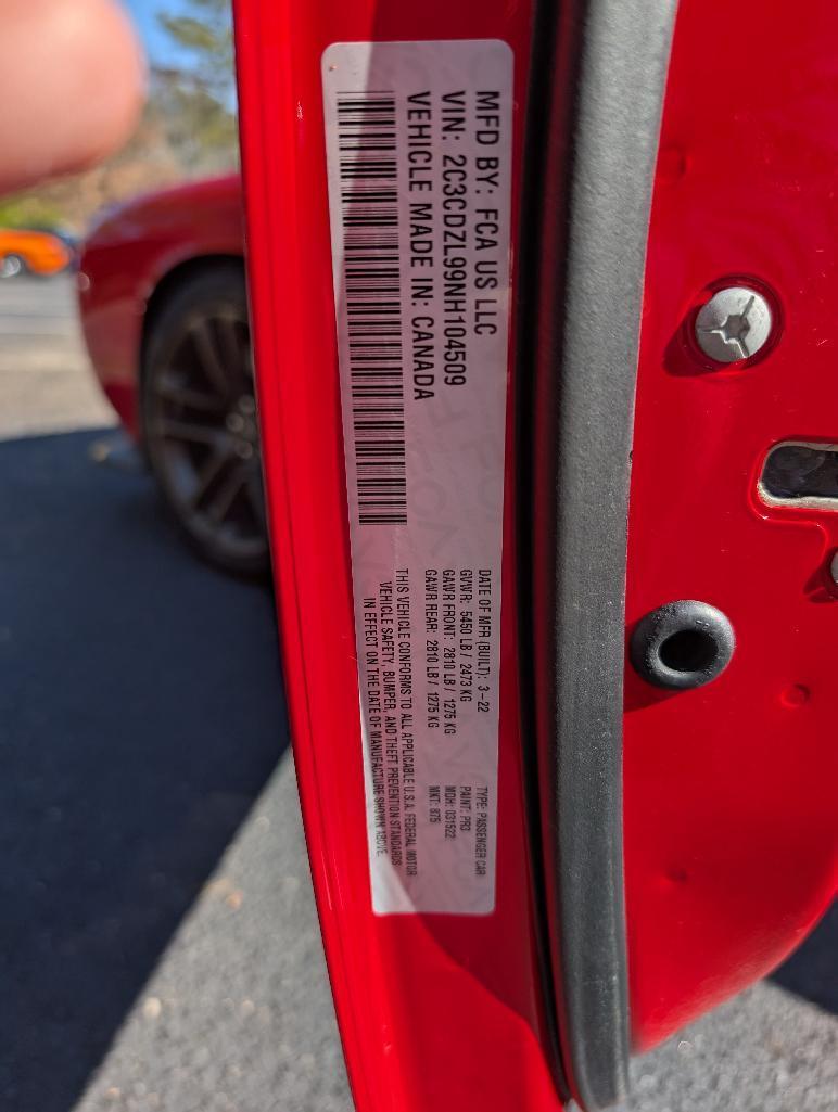 2022 Dodge Challenger Redeye Hellcat - Tor Red, Matte Black Hood & Trim, 516 Miles, VIN: