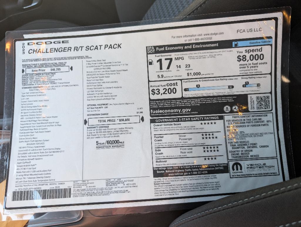 2023 Dodge Challenger R/T Scat Pac - Tor Red, 6- Speed, VIN: 2C3CDZFJXPH665603, 90 Miles.