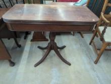 Wooden Drop-Leaf Pedestal Table