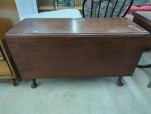 Wooden Drop-Leaf Table With Cabriole Legs