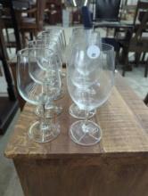 Set of 9 Clear Wine Glasses with Stems