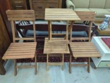 Set of Wooden Slat Furniture with Compact Design