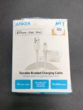 Anker Durable Braided Charging Cable, 10 Ft, MFi Certified