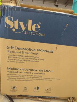 Style Selections 6-Ft Decorative Windmill in Black and Silver Finish