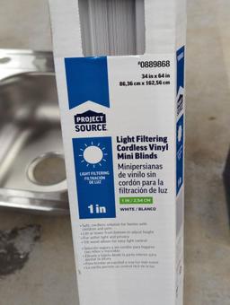Project Source Light Filtering Cordless Vinyl Mini Blinds, 34 in x 64 in