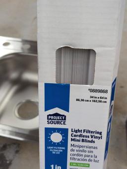 Project Source Light Filtering Cordless Vinyl Mini Blinds, 34 in x 64 in