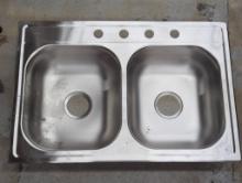 Elkay Stainless Steel Double Bowl Drop-In Kitchen Sink with 4 Faucet Holes