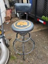 Metal Adjustable-Height Swivel Stool with Backrest and Logo Design