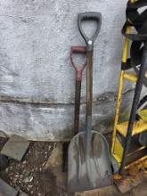 Two Varied Shovels with Metal Heads and Wood Handles