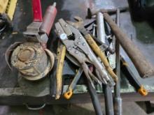 Varied Hand Tools, Including Pliers, Hammer, and Utility Items