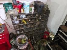 Metal Nuts and Bolts Cabinet with Miscellaneous Fasteners and Tools