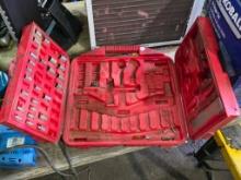 Partial Alltrade Socket Set in Red Plastic Carry Case