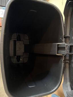 Black Plastic Step-On Trash Can with Lid