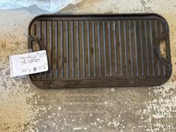 Rectangular Cast Iron Grill Pan with Handles, 20 in x 10.5 in