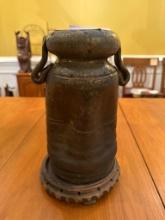 Bronze Vessel with Decorative Base, 12 Inches Tall on Stand