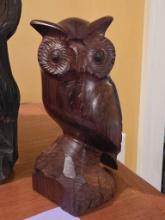 Hand-Carved Wooden Owl Sculpture, 4 3/4 Inches Tall