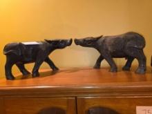 Wooden Animal Figurines with Carved Details