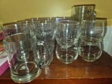 Clear Glassware Including Mugs and Stemmed Glasses