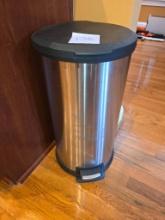 Stainless Steel Pedal Trash Can with Black Lid
