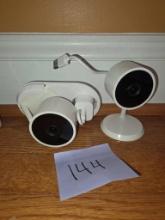 Two White Security Cameras with USB Connectivity