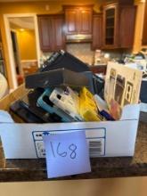 Box Lot of Assorted Items, Including Smartphone Cases, Screen Protectors, and Accessories