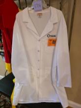 Red Kap 4XL White Lab Coat with Aperture Laboratories Patch and MarsCon 2017 Badge