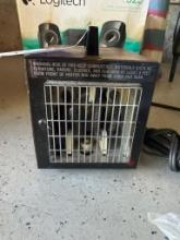 Vintage Wood Panel Electric Space Heater With Metal Grill and Handle