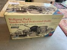 Wolfgang Puck 16-Piece Stainless Steel Cookware Set with Non-Stick Pans