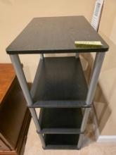 Black 4-Tier Shelf Unit with Silver Posts