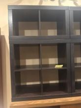 Dark Brown Wood Storage Shelving Unit with 8 Compartments