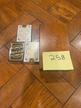 Items Including Playing Cards and Wooden Box With Game Chips