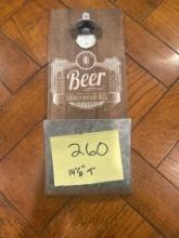 Wall-Mounted Beer Bottle Opener with Cap Catcher, 14.5 Inches Tall
