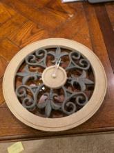 Circular Wall Clock with Ornate Metal Frame, 13.5 Inches