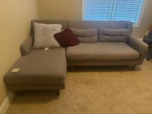 West Elm Gray Sectional Sofa with Chaise, 93 in x 60 in x 35 in