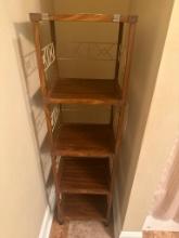 Tall Five-Tier Wooden Shelf Unit with Metal Accents