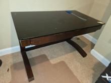 Wooden Desk with Black Top and Single Drawer