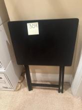 Black Folding Tray Table on Wooden Frame