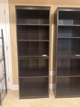 Dark Wood Laminate Bookshelf, 24.5 in x 11.5 in x 71 in