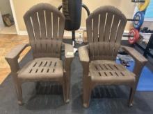 Brown Outdoor Plastic Chairs, 30.5 in x 24 in x 46 in