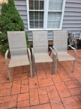 Three Woven Patio Chairs with Metal Frames