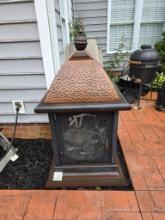 Large Outdoor Metal Fire Pit with Hammered Copper-Style Top