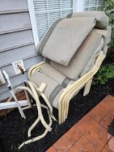 Four Metal Patio Chairs with Cushions