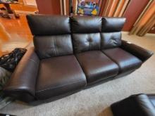 Brown Leather Reclining Sofa with Dimensions 84 x 36 x 39 Inches