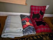 Blankets and Decorative Scottie Dog Pillows